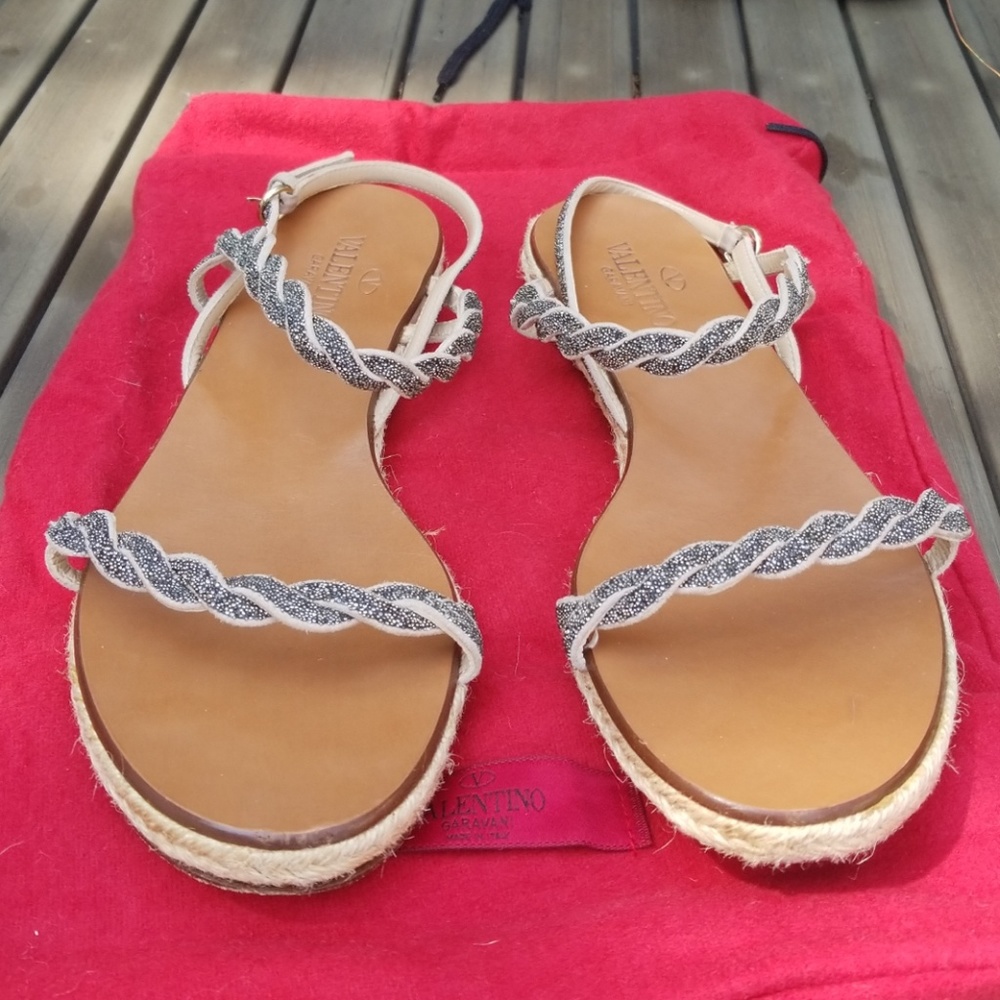 Valentino espadrille beaded sandals 38